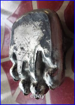 4 FISHER STOVE NICKEL PLATED BEAR FEET PAWS CLAWS Eugene Oregon FREE SHIPPING