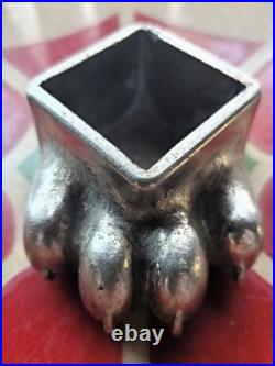 4 FISHER STOVE NICKEL PLATED BEAR FEET PAWS CLAWS Eugene Oregon FREE SHIPPING