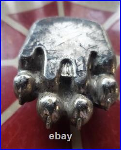 4 FISHER STOVE NICKEL PLATED BEAR FEET PAWS CLAWS Eugene Oregon FREE SHIPPING