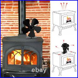 5 Blade Black Heat Powered Wood Burning Log Fire Burner Stove Top Small Mini Fan