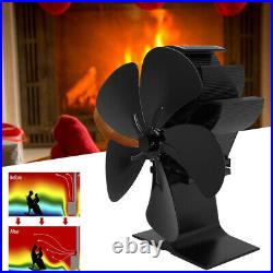 5 Blade Black Heat Powered Wood Burning Log Fire Burner Stove Top Small Mini Fan