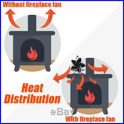 5 Blade Heat Powered Stove Top Fan Wood Log Fireplace Burning Ecofan 158-464°F