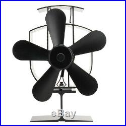 5 Blade Heat Powered Wood Stove Fan 1100rpm Ultra Quiet Fireplace Wood Burning E