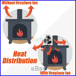 5 Blade Wood Burning Stove Fan Fireplace Fire Heat Powered Saving Ecofan Silent