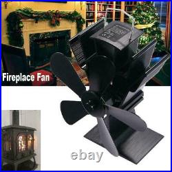 5 Blades Fireplace Heat Powered Stove Fan Silent Winter Wood Burning Log H9B3