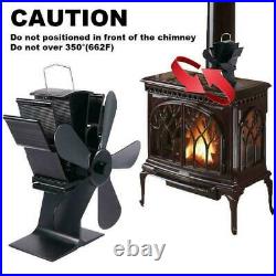 5 Blades Fireplace Heat Powered Stove Fan Silent Winter Wood Burning Log H9B3