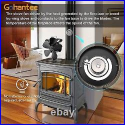 5 Blades Heat Powered Wood Burning Stove Fireplace Fan Circulates Warm Aluminium