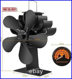 5 Blades Wood Burning Stove Fireplace Fan Improved Pybbo Silent Motors Heat Po