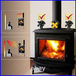 5 Blades Wood Burning Stove Fireplace Fan Improved Silent Motors Heat Powered
