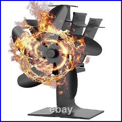 5 Blades Wood Burning Stove Fireplace Fan-Silent Motors Heat Powered Circulates