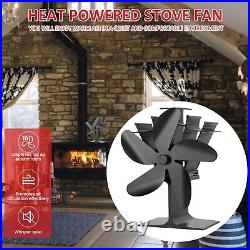 5 Blades Wood Burning Stove Fireplace Fan-Silent Motors Heat Powered Circulates