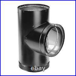 6DVL-T 7 Inch Diameter Stainless Steel Double Wall Wood Burning Stove Tee wit 6DVL-T 7 Inch Diameter Stainless Steel Double Wall Wood Burning Stove Tee wit