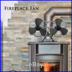 6 Blades Dual Head Heat Powered Stove Fan Wood Log Burning Fireplace Eco Fan