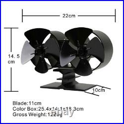 8 Blade Black Heat Powered Wood Burning Log Fire Burner Stove Top Small Mini Fan