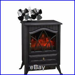 8 Blade Heat Powered Wood / Log Burning Stove Fan Fireplace & Free Thermometer
