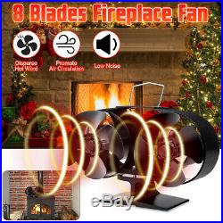 8 Blades Stove Top Fan Fireplace Heat Powered Fire Burner Eco Wood Log Burning