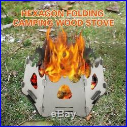 9XPortable Folding Lightweight Wood Burning Camping Stoves Camping Wood St H3U2