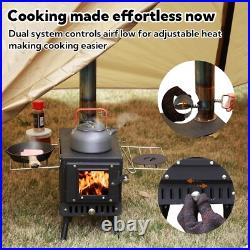 All-in-One Camping Stove Wood Burning, Portable with Spark Safety Features