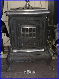 Antique Cast Iron Wood Burning Stove, Parlor Stove, Furnace Heater, Cook Stove