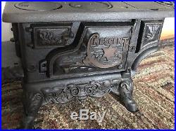 Antique Crescent Cast Iron Woodburning Toy Stove / Sales Sample With Accessories