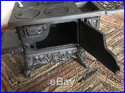 Antique Crescent Cast Iron Woodburning Toy Stove / Sales Sample With Accessories