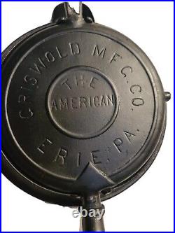 Antique Griswold Cast Iron Waffle Maker Erie PA #8 A 9 1880 August 1893