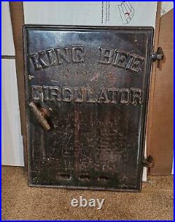 Antique Iron Cast Door King Bee Circulator Air Blast Wood Burning Stove Door