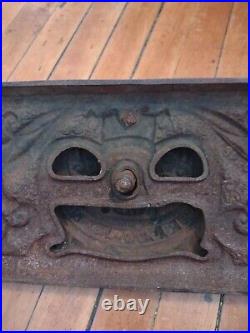 Antique K & L Cast Iron Door for Wood Burning Stove Pumpkin Face! Ornate
