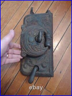 Antique K & L Cast Iron Door for Wood Burning Stove Pumpkin Face! Ornate