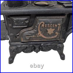 Antique Salesmen Sample Cast Iron Crescent Wood Burning Stove Pots Pans