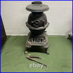 Antique Spark Pot Belly Salesman Sample Wood Burning Cast Iron Stove Functional