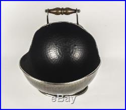 Antiqued Pewter Egg-Shaped Coal Bucket Wood Burning Stove Coal Hod Open Fire