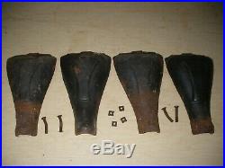 Antq/Vntg Lot of 4 Cast Iron Wood Burning Stove Feet Legs withOriginal Bolts Nuts