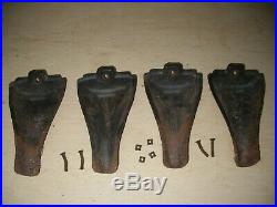 Antq/Vntg Lot of 4 Cast Iron Wood Burning Stove Feet Legs withOriginal Bolts Nuts