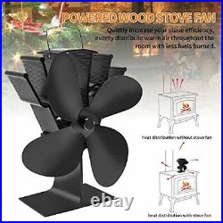 Aynaxcol 4 Blades Heat Powered Stove Fan Wood Burning Stove Fireplace Fan for