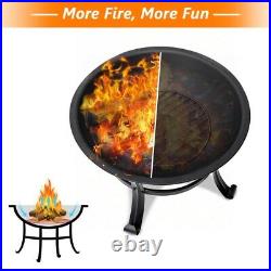 BBQ Grill Outdoor Wood Burning Fire Pit Stove Garden Barbecue Grill Net Set Tool