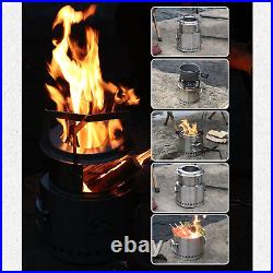 BBQ Wood Burning Stove Thickened Stainless Steel Campfire Camping Stove For Tea