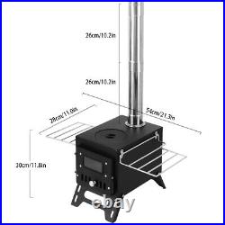 (BLACK Bilateral Windows)Outdoor Camping Wood-burning Stove Firewood Burner