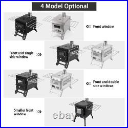 (BLACK Bilateral Windows)Outdoor Camping Wood-burning Stove Firewood Burner