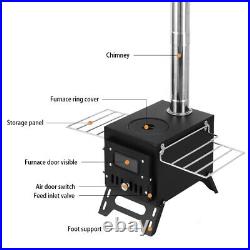 (BLACK Bilateral Windows)Outdoor Camping Wood-burning Stove Firewood Burner