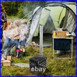 (BLACK Bilateral Windows)Outdoor Camping Wood-burning Stove Firewood Burner