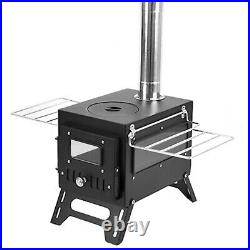 (BLACK Bilateral Windows)Outdoor Camping Wood-burning Stove Firewood Burner