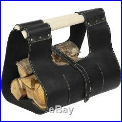 Bag firewood bag holder leather picnic luxury fireplace carry wood burning stove