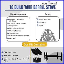 Barrel Stove Kit Wood Burning Double Drum Adapter Cabin Garage Heater Pole Barn