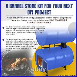 Barrel Stove Kit Wood Burning Double Drum Adapter Cabin Garage Heater Pole Barn