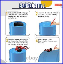 Barrel Stove Kit Wood Burning Double Drum Adapter Cabin Garage Heater Pole Barn