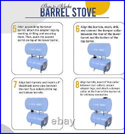 Barrel Stove Kit Wood Burning Double Drum Adapter Cabin Garage Heater Pole Barn