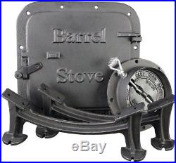 Barrel Stove Kit Wood Burning Double Drum Adapter Cabin Heat Heater Coil Handle