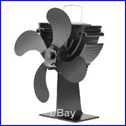 Black 4 Blade Mini Top Stove Fan Heated Powered Wood Burner Log Fire Burning