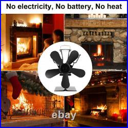 Black 5 Blade Heat Powered Eco Friendly Fuel Saving Wood Burning Stove Top Fan